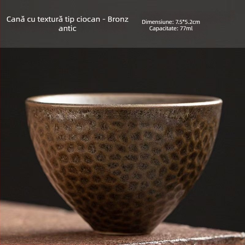 Căniță de ceai Jian Zhan, cu model ciocan, stil japonez, cu suport