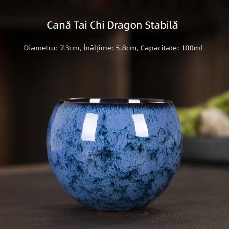Ceșuță ceramică Jian Zhan, cu bază în formă de picior de dragon, formă ou, set de ceai cu flori, o singură ceașcă
