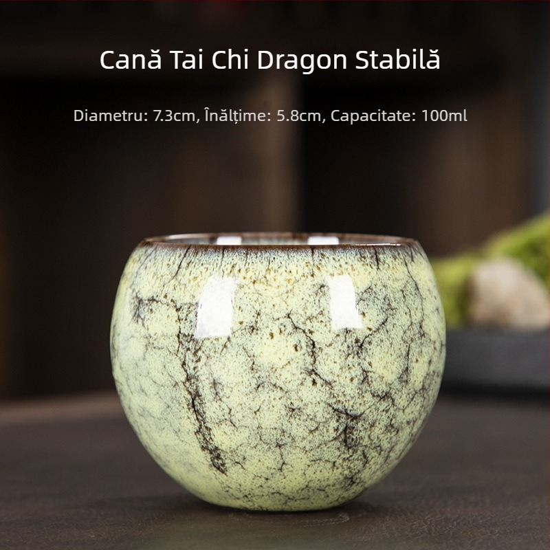 Ceșuță ceramică Jian Zhan, cu bază în formă de picior de dragon, formă ou, set de ceai cu flori, o singură ceașcă