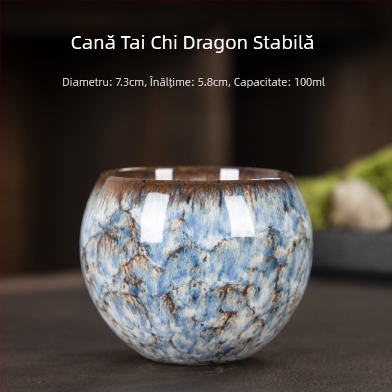 Ceșuță ceramică Jian Zhan, cu bază în formă de picior de dragon, formă ou, set de ceai cu flori, o singură ceașcă