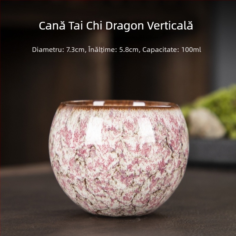 Ceșuță ceramică Jian Zhan, cu bază în formă de picior de dragon, formă ou, set de ceai cu flori, o singură ceașcă
