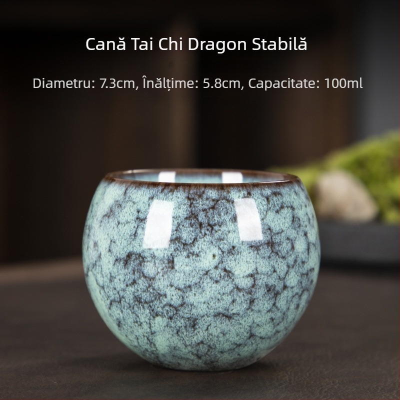 Ceșuță ceramică Jian Zhan, cu bază în formă de picior de dragon, formă ou, set de ceai cu flori, o singură ceașcă