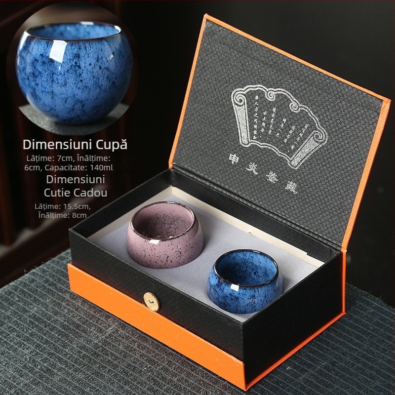 Ceșuță ceramică Jian Zhan, cu bază în formă de picior de dragon, formă ou, set de ceai cu flori, o singură ceașcă