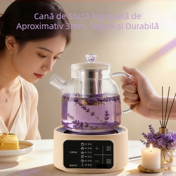 Ceainic din sticlă pentru ceai sănătos, cu infuzor floral, fierbător electric automat pentru casă sau birou