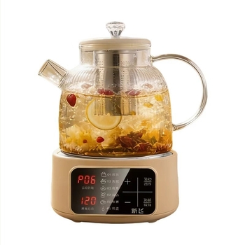 Ceainic din sticlă pentru ceai sănătos, cu infuzor floral, fierbător electric automat pentru casă sau birou