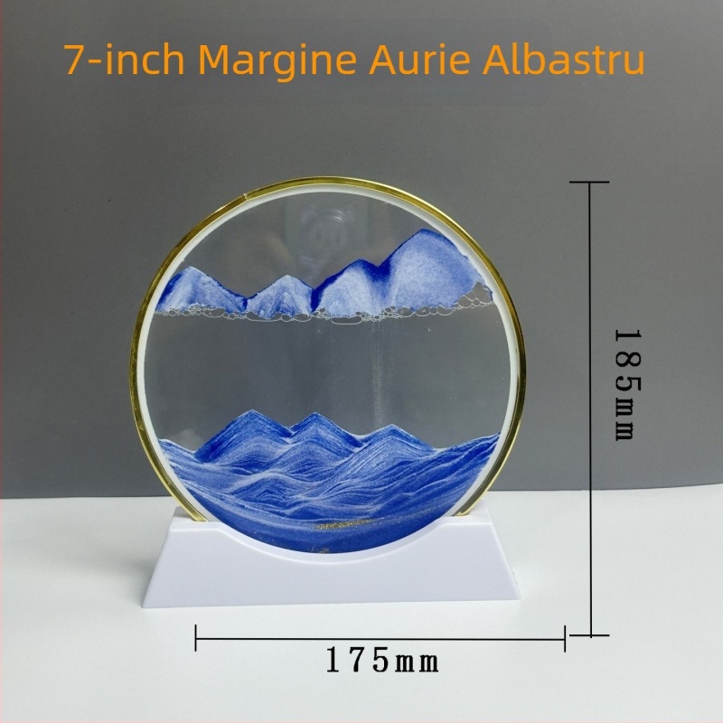 Tablou 3D cu nisip în mișcare, margine aurie — obiect decorativ de lux pentru sufragerie și birou