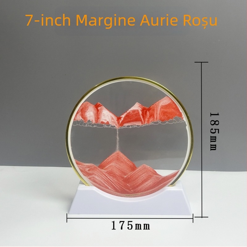 Tablou 3D cu nisip în mișcare, margine aurie — obiect decorativ de lux pentru sufragerie și birou