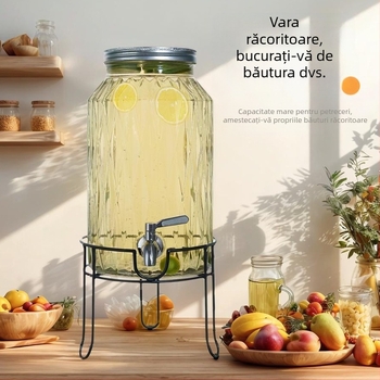 Dispenser din sticlă cu robinet, cilindru de amestec pentru băuturi făcute în casă, ceai de fructe, sucuri și cola