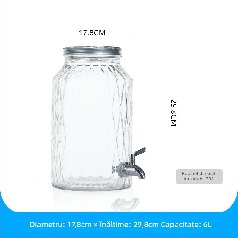 Dispenser din sticlă cu robinet, cilindru de amestec pentru băuturi făcute în casă, ceai de fructe, sucuri și cola