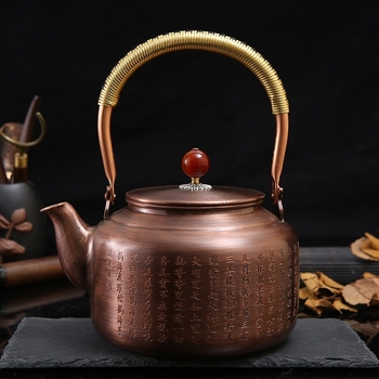Ceainic din cupru inspirat de Sutra Inimii, design zen, stil vintage, pentru casa și birou, fierberea apei