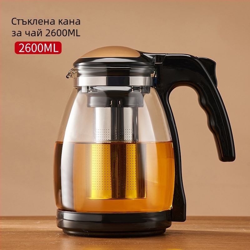 Ceainic din sticlă Jieanxi, cu capacitate mare, pentru birou și uz casnic, filtru interior din oțel inoxidabil, separare ceai-apă