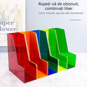 Raft din acril pentru birou — organizator pentru dosare, cutie de depozitare și suport pentru ziare
