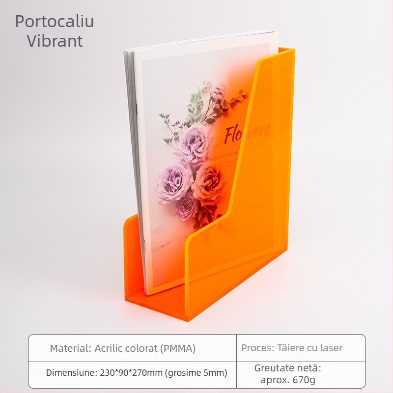 Raft din acril pentru birou — organizator pentru dosare, cutie de depozitare și suport pentru ziare