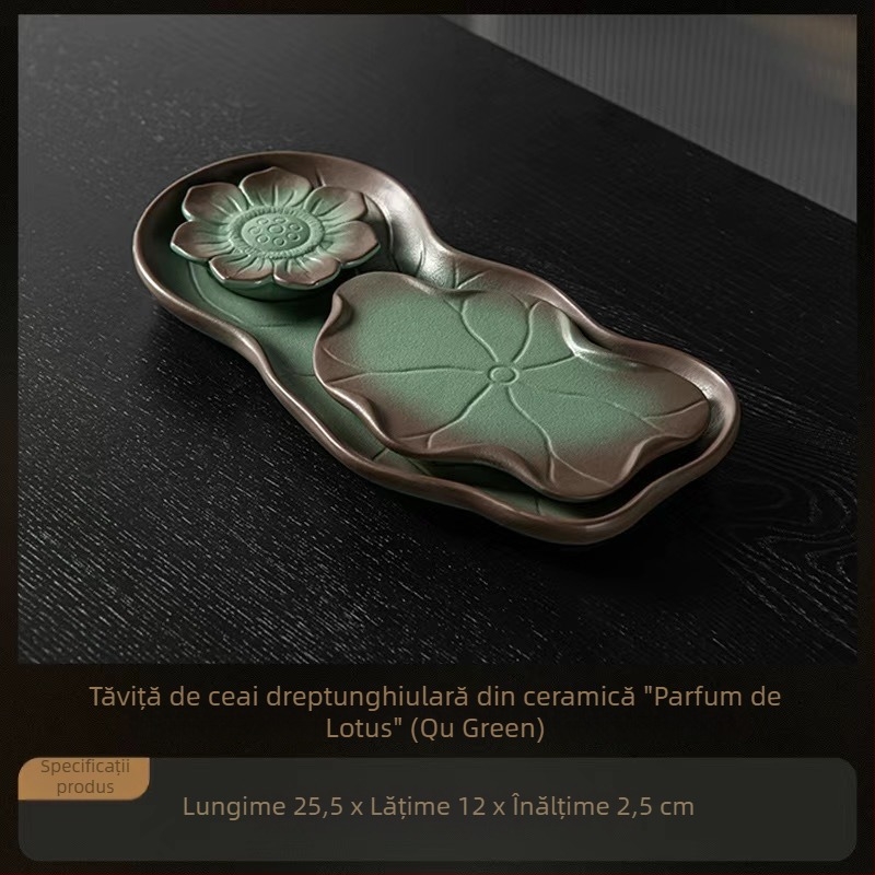 2025 Tavă de ceai pentru uz casnic, compactă, ceramică, masă de ceai Kung Fu în stil retro pentru sufragerie