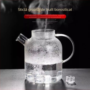 Ceainic de sticlă pentru uz casnic, capacitate mare, cu infuzor pentru prepararea ceaiului