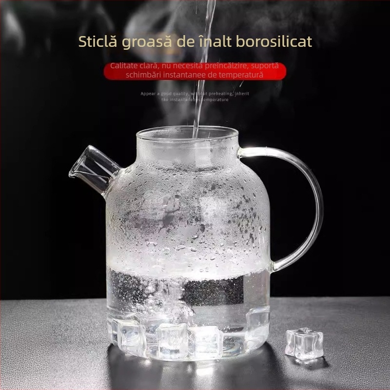 Ceainic de sticlă pentru uz casnic, capacitate mare, cu infuzor pentru prepararea ceaiului