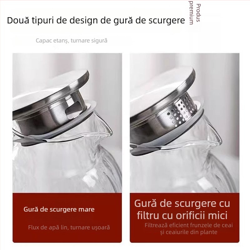 Cană pentru apă rece din sticlă borosilikată, model cu textură scoarță de copac, mare capacitate pentru uz casnic, cană pentru ceai de fructe cu design elegant