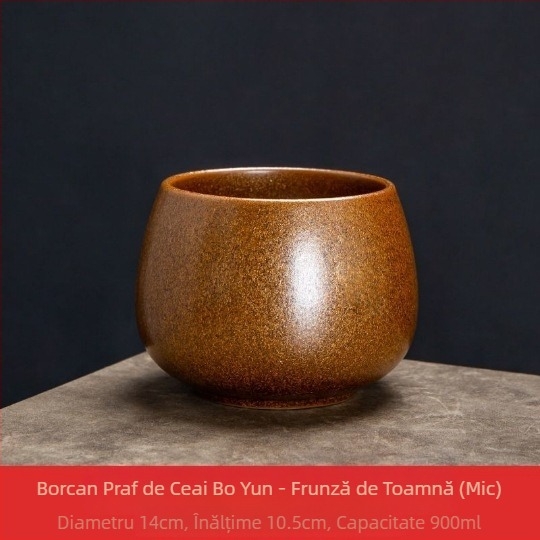 Vas din ceramică brută în stil Jianshui pentru resturi de ceai, cu recipient pentru spălarea ceaiului și bazin Zen din ceramică, pentru ceremonia ceaiului acasă