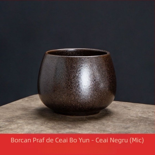 Vas din ceramică brută în stil Jianshui pentru resturi de ceai, cu recipient pentru spălarea ceaiului și bazin Zen din ceramică, pentru ceremonia ceaiului acasă