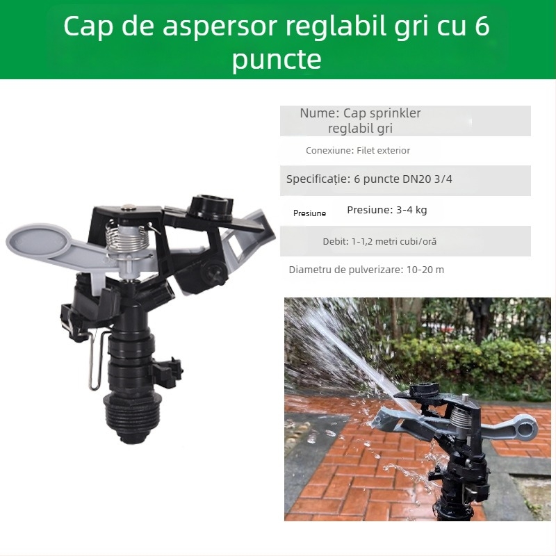 Cap de pulverizare pentru irigații, gazon, rotire la 360°, cu braț oscilant