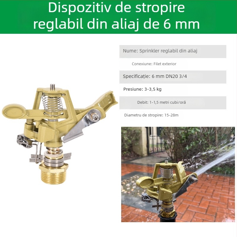 Cap de pulverizare pentru irigații, gazon, rotire la 360°, cu braț oscilant