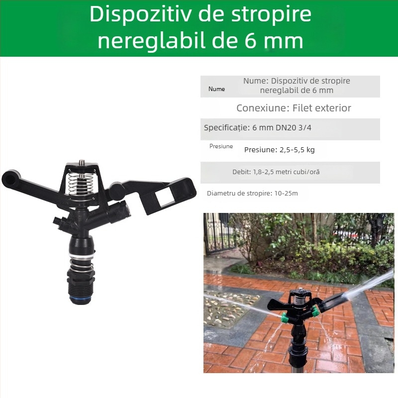 Cap de pulverizare pentru irigații, gazon, rotire la 360°, cu braț oscilant