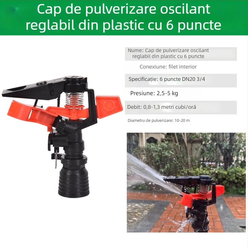 Cap de pulverizare pentru irigații, gazon, rotire la 360°, cu braț oscilant