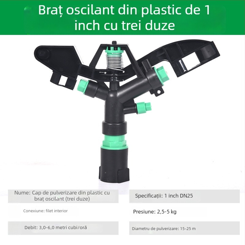 Cap de pulverizare pentru irigații, gazon, rotire la 360°, cu braț oscilant
