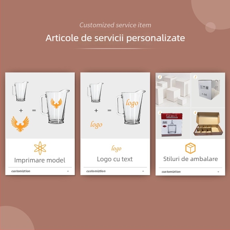 Cană de apă din sticlă 1,6L cu logo personalizat – sticlă borosilicată pentru baruri și restaurante