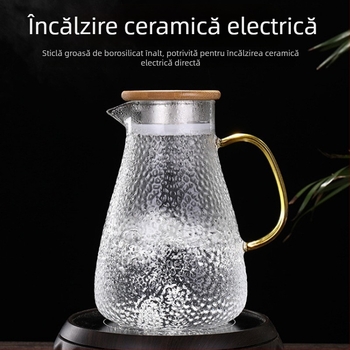 Duză de apă cu model ciocănit, pentru toate anotimpurile, din sticlă borosilicată de înaltă calitate, capacitate mare, pentru sucuri și băuturi reci
