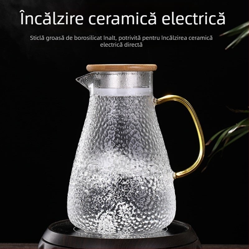 Duză de apă cu model ciocănit, pentru toate anotimpurile, din sticlă borosilicată de înaltă calitate, capacitate mare, pentru sucuri și băuturi reci