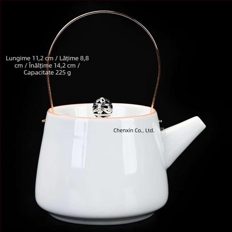 Ceainic de porțelan Shadow Blue, făcut manual, cu mâner și infuzor Yin-Yang, Shuya Xishi, stil minimalist modern