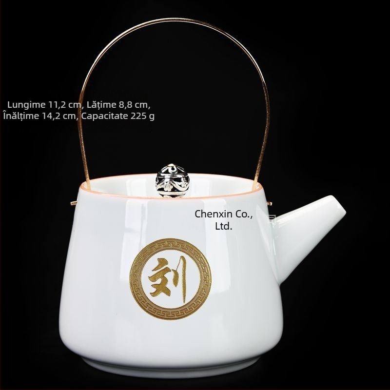 Ceainic de porțelan Shadow Blue, făcut manual, cu mâner și infuzor Yin-Yang, Shuya Xishi, stil minimalist modern