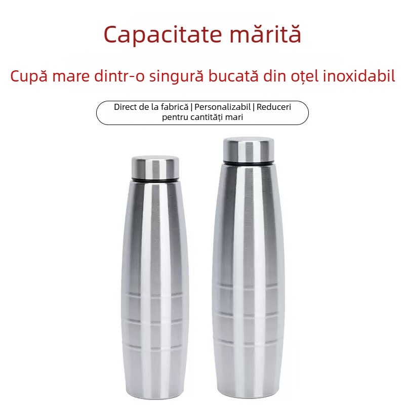 Recipient sport din oțel inoxidabil cu un singur strat, capacitate mare pentru apă rece