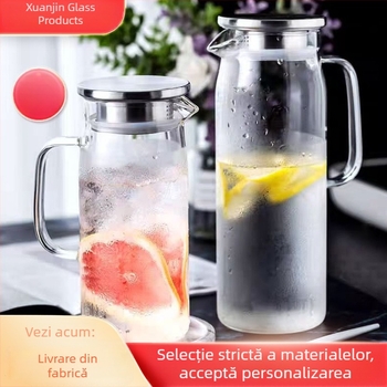 Carafă de apă rece din sticlă borosilikată, rezistentă la căldură, cu capacitate mare, design transparent minimalist pentru uz casnic