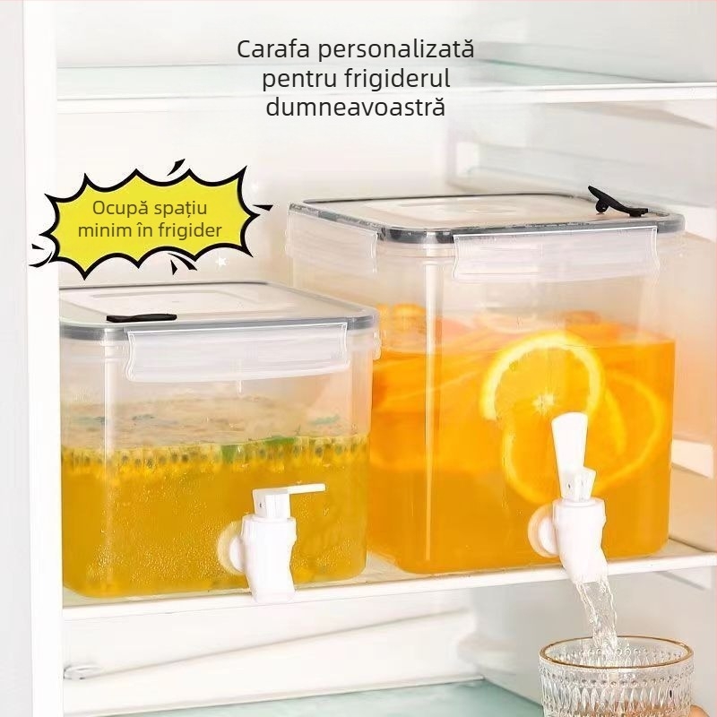 Jin Ying Da recipient din plastic, capacitate mare, dispenser pentru băuturi calde și reci, cu robinet, pentru ceai de fructe, ceai cu lapte și suc, pentru casă și cafenea, cu textură ciocănită