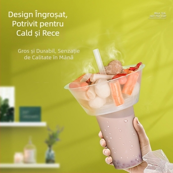 Cupă unică, îngroșată, cu suport, pentru hot pot, pentru milk tea, pui prăjit și fructe