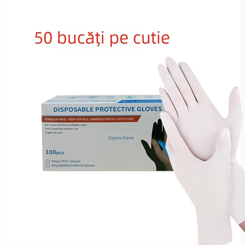Mănuși de unică folosință din nitril, albe, îngroșate și durabile, pentru uz casnic, curățenie, înfrumusețare, catering și grad alimentar