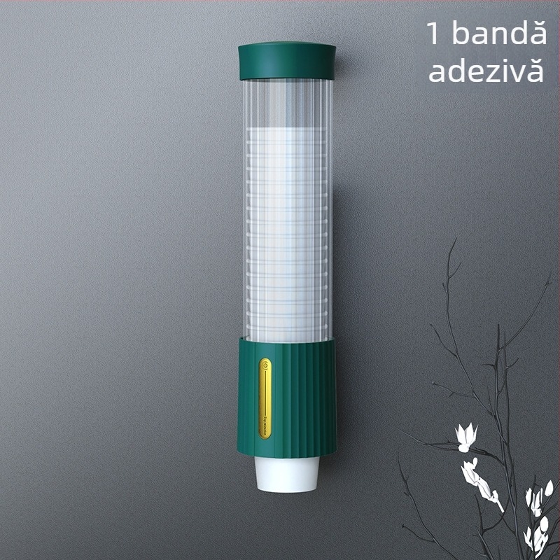 Suport pentru pahare de hârtie fără găuri, pentru uz casnic și birou, protecție împotriva prafului, raft lângă masă cu preluare automată a paharelor