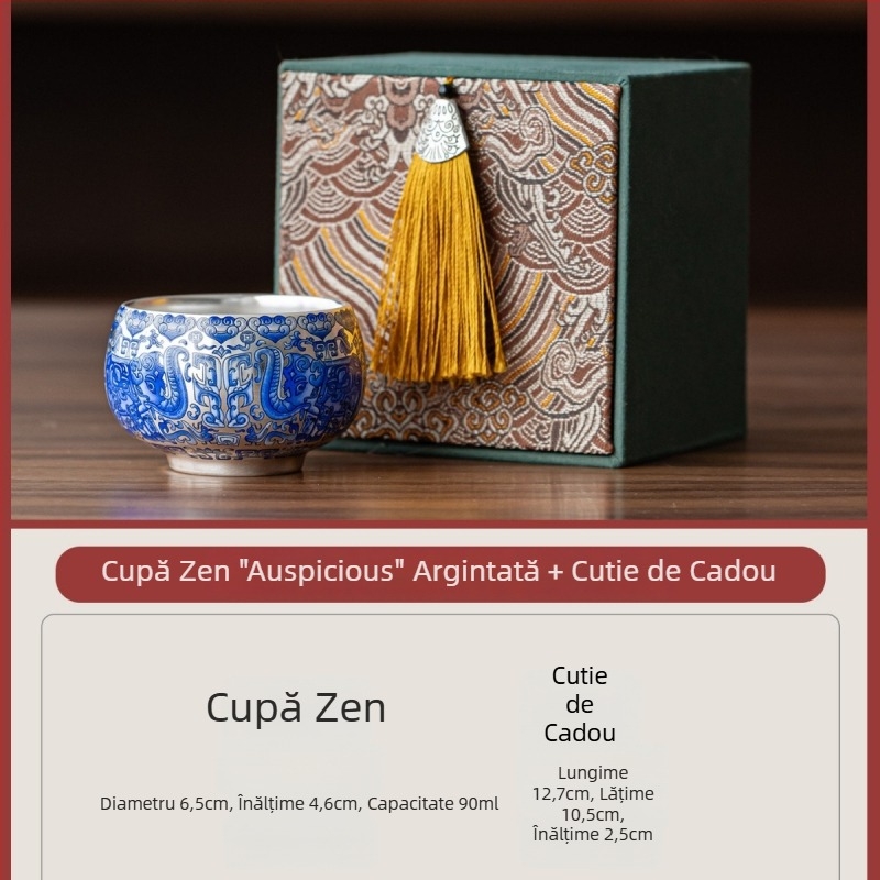National Treasure Kiln ceașă de ceai cu argint placat, ceramică de înaltă calitate, cutie cadou, cană personalizabilă cu logo