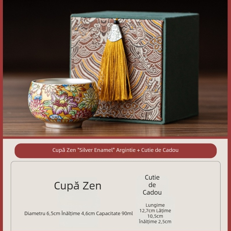 National Treasure Kiln ceașă de ceai cu argint placat, ceramică de înaltă calitate, cutie cadou, cană personalizabilă cu logo