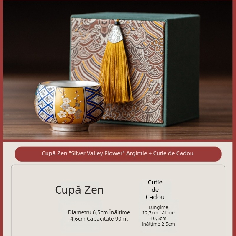National Treasure Kiln ceașă de ceai cu argint placat, ceramică de înaltă calitate, cutie cadou, cană personalizabilă cu logo