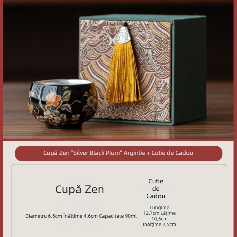National Treasure Kiln ceașă de ceai cu argint placat, ceramică de înaltă calitate, cutie cadou, cană personalizabilă cu logo