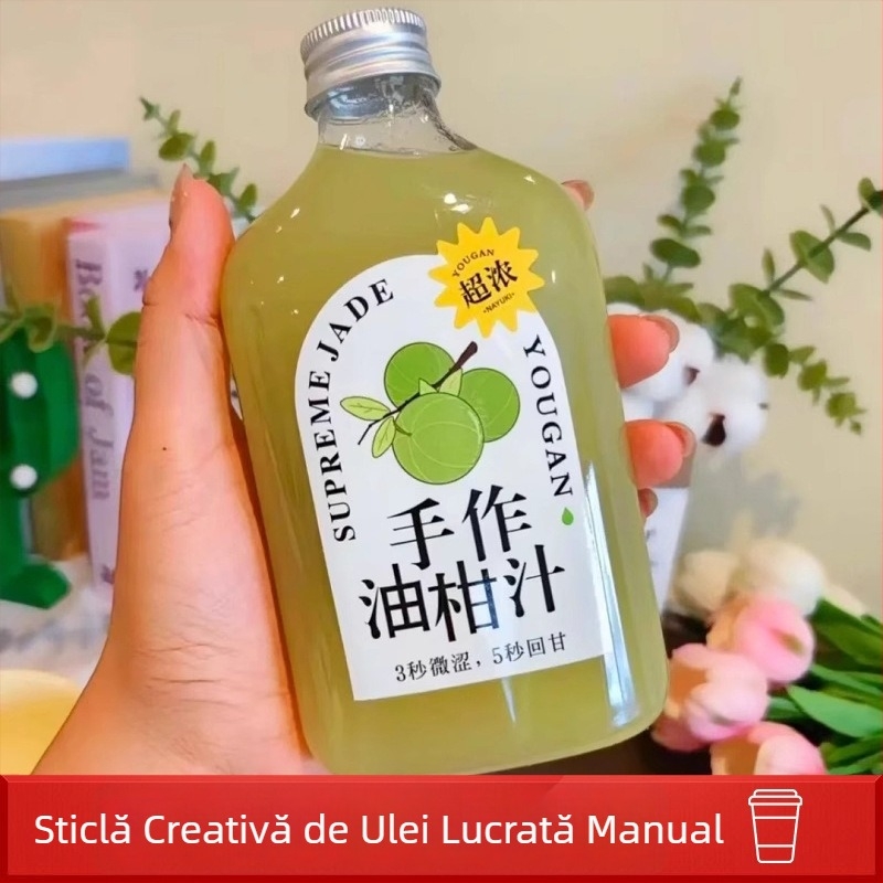 Sticlă PET pentru slăbire, de unică folosință, cu capac, sticlă creativă pentru băuturi, suc de legume și ceai cu lapte, 360 ml, sticlă plată