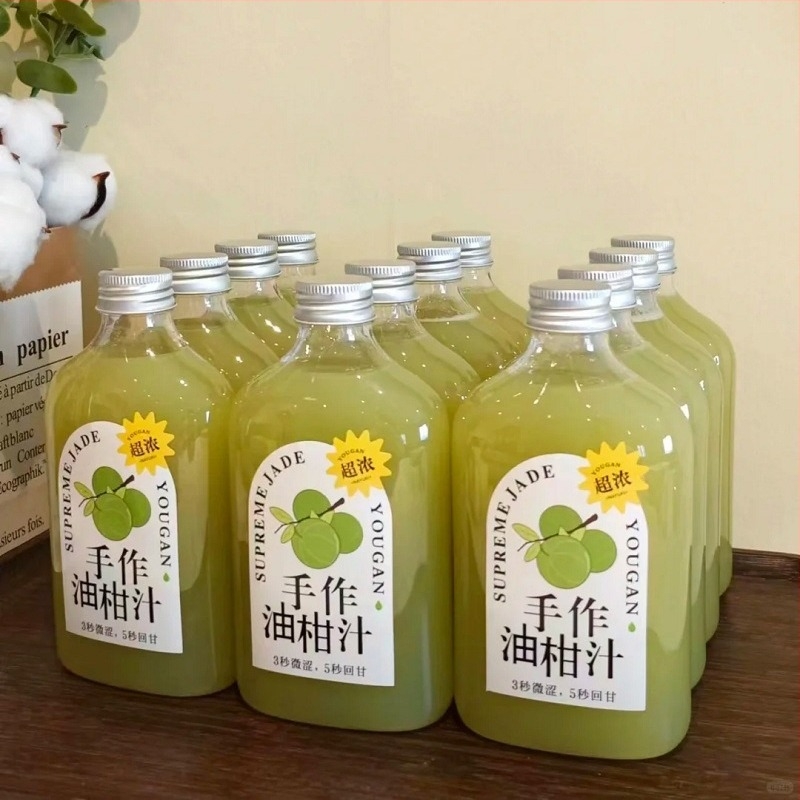 Sticlă PET pentru slăbire, de unică folosință, cu capac, sticlă creativă pentru băuturi, suc de legume și ceai cu lapte, 360 ml, sticlă plată