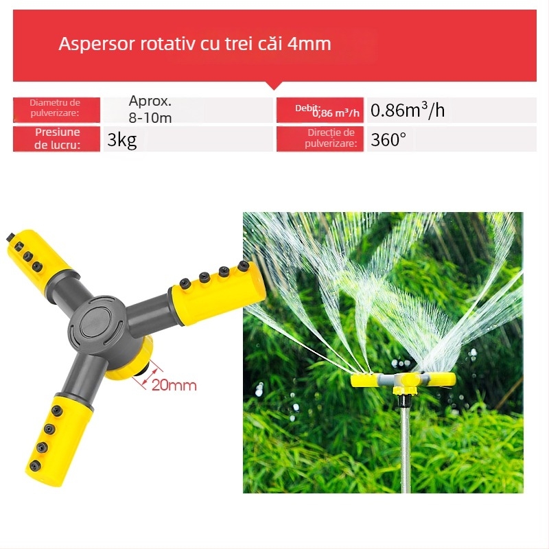 Cap de aspersor cu rotire la 360° pentru irigații automate, gazon și grădină