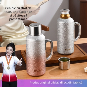 Ceainic termos izolat cu acoperire din titan, capacitate mare, pentru casă, birou și exterior