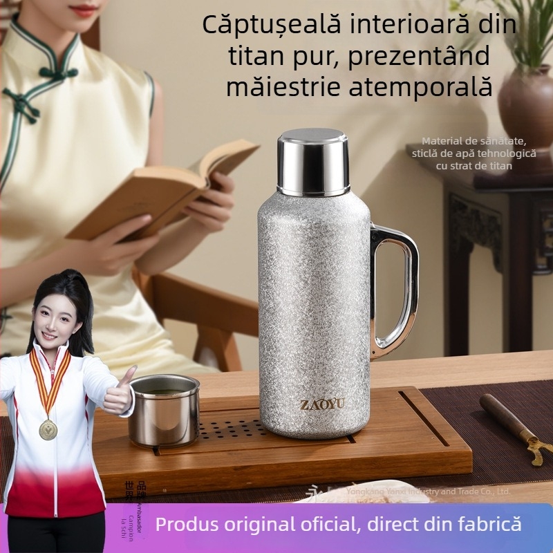 Ceainic termos izolat cu acoperire din titan, capacitate mare, pentru casă, birou și exterior