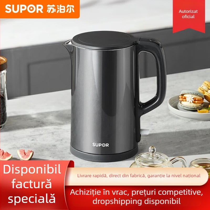 Supor Fierbător electric, 1.5 L, oțel inoxidabil 304, Oprire automată, Pentru uz casnic