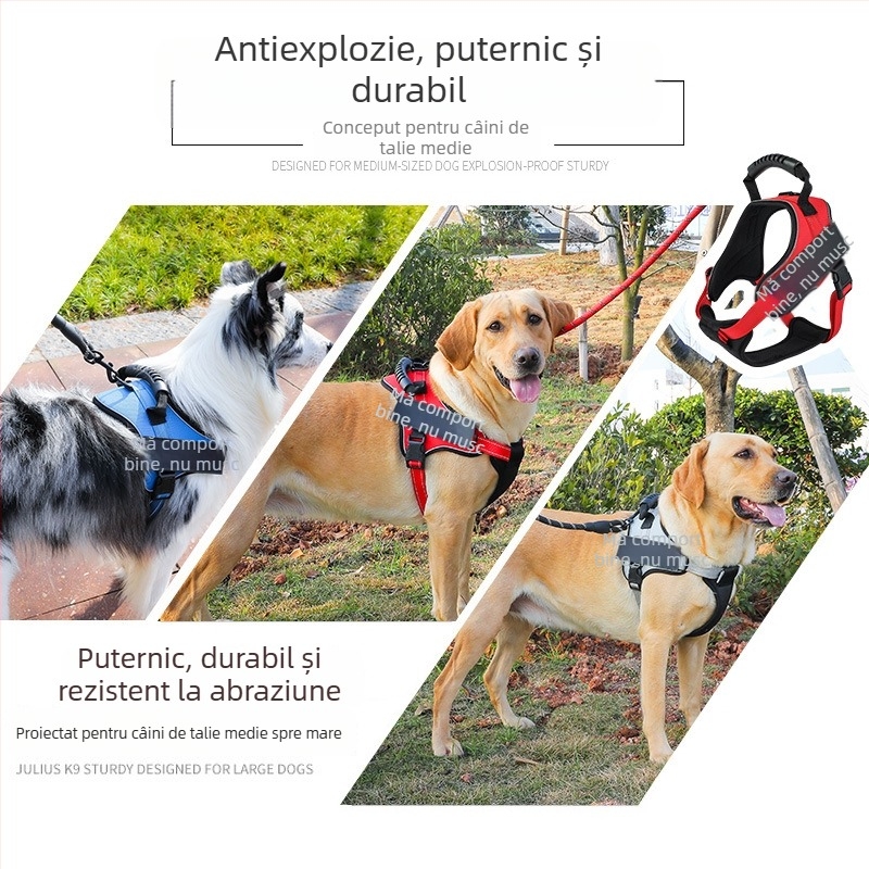 Hamă de piept K9 îmbunătățită cu lesă pentru câini – confort în plimbări